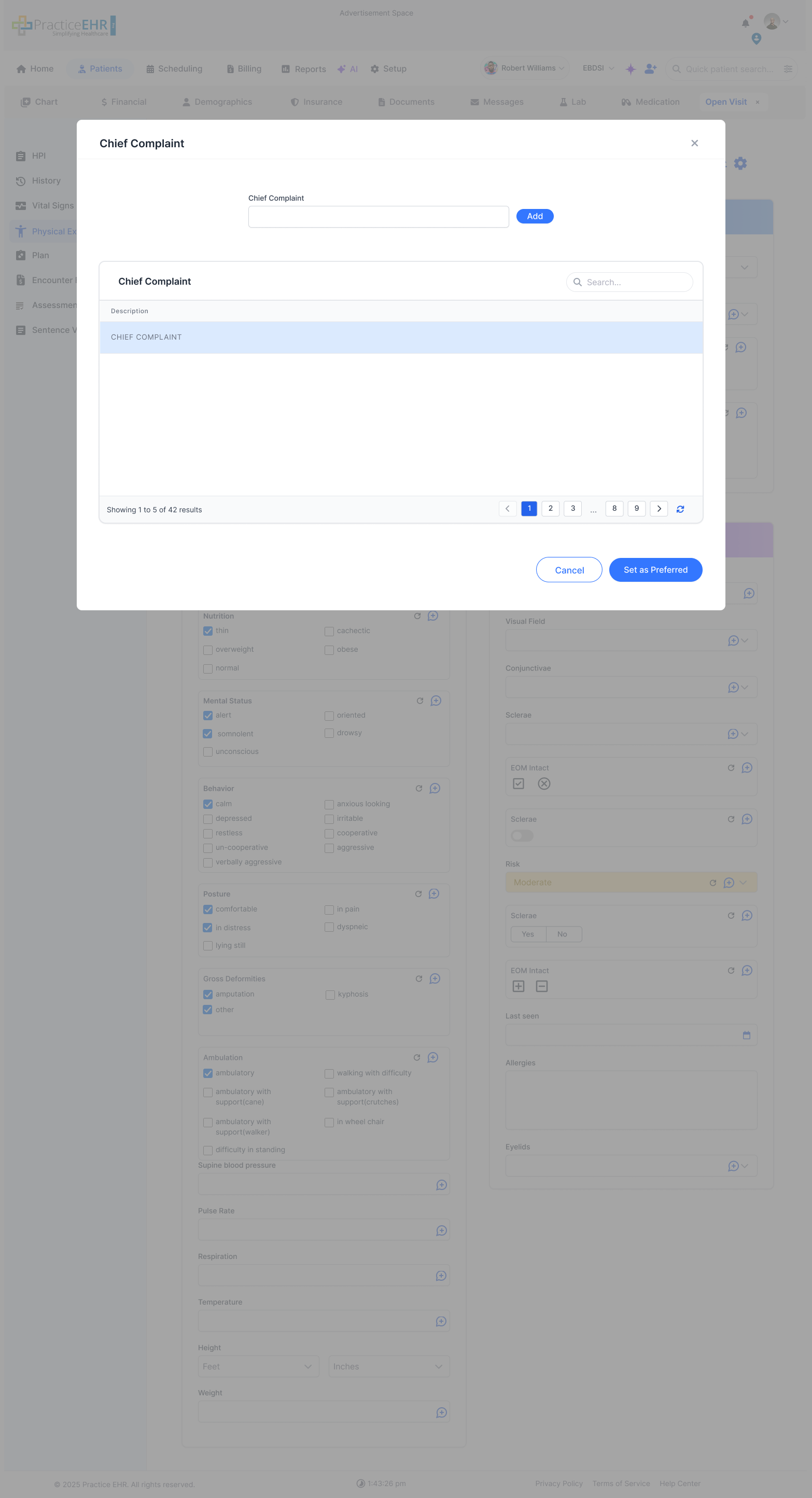Open Visit Chief Complaint image